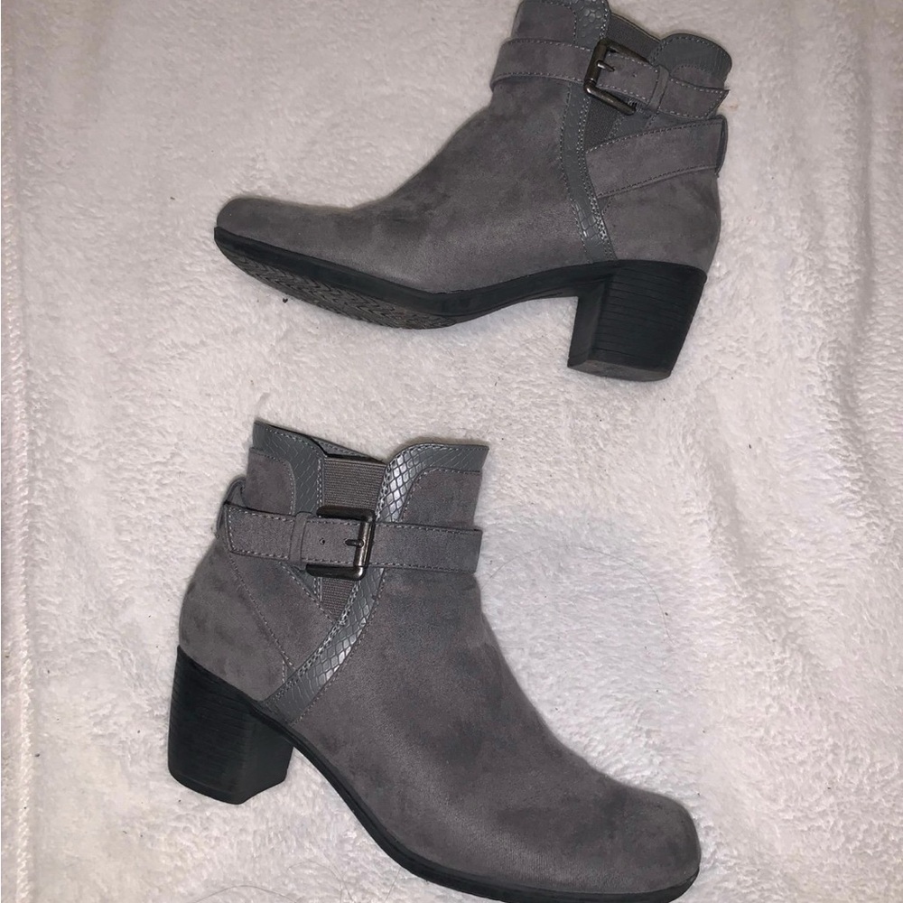 Jcpenney Suede & Snakeprint Side Zipper Round Toe Mini Boots